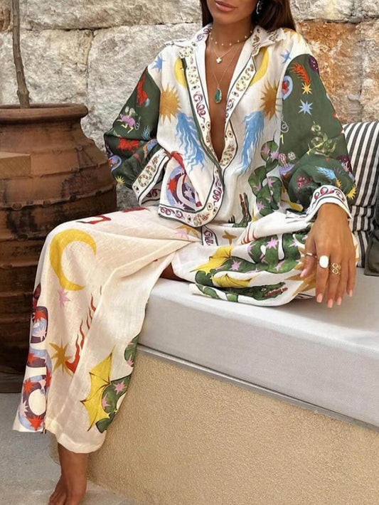 Solara Muse – Printed Long Sleeve Lounge Set