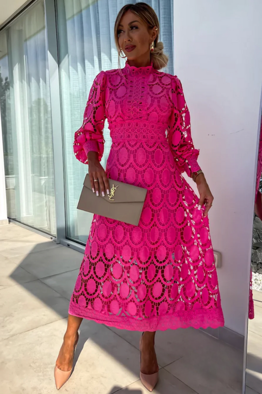 Elegant Lace Detail Midi Dress